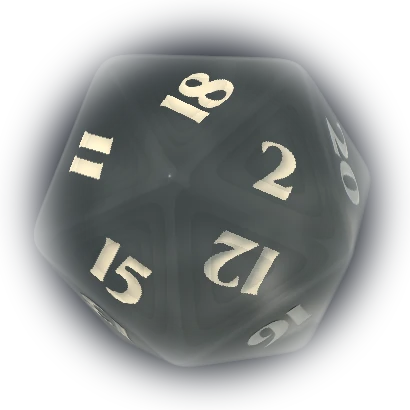A glass d20